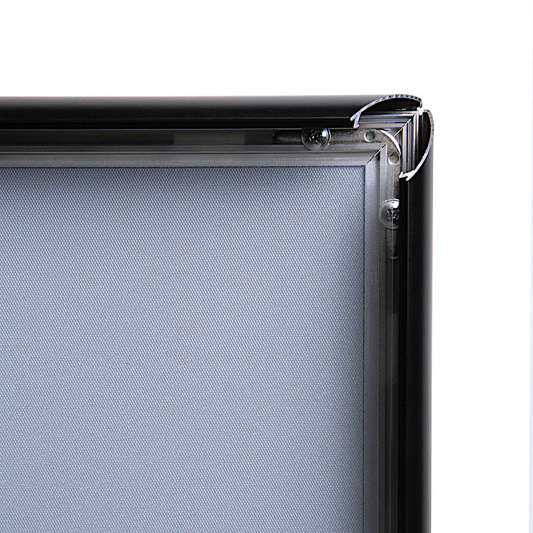 Sign Stand close up of snap frame open in black