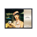 Classic poster frame in black mounted in landscape orientation with graphics