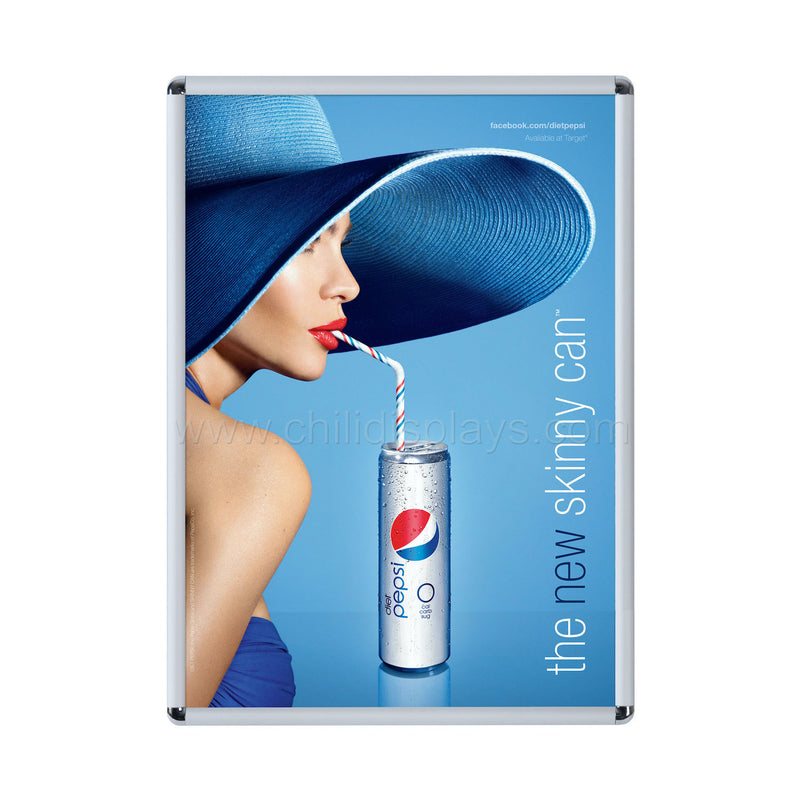 Specialty Thin Poster Frame for Wall with Rounded Corners. Snap Frame Opening. Silver color. Silver